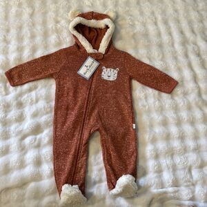 Duck Duck Goose NWT 6-9 Months Baby Romper Roger Burnt Sienna Footed Warm  Hood